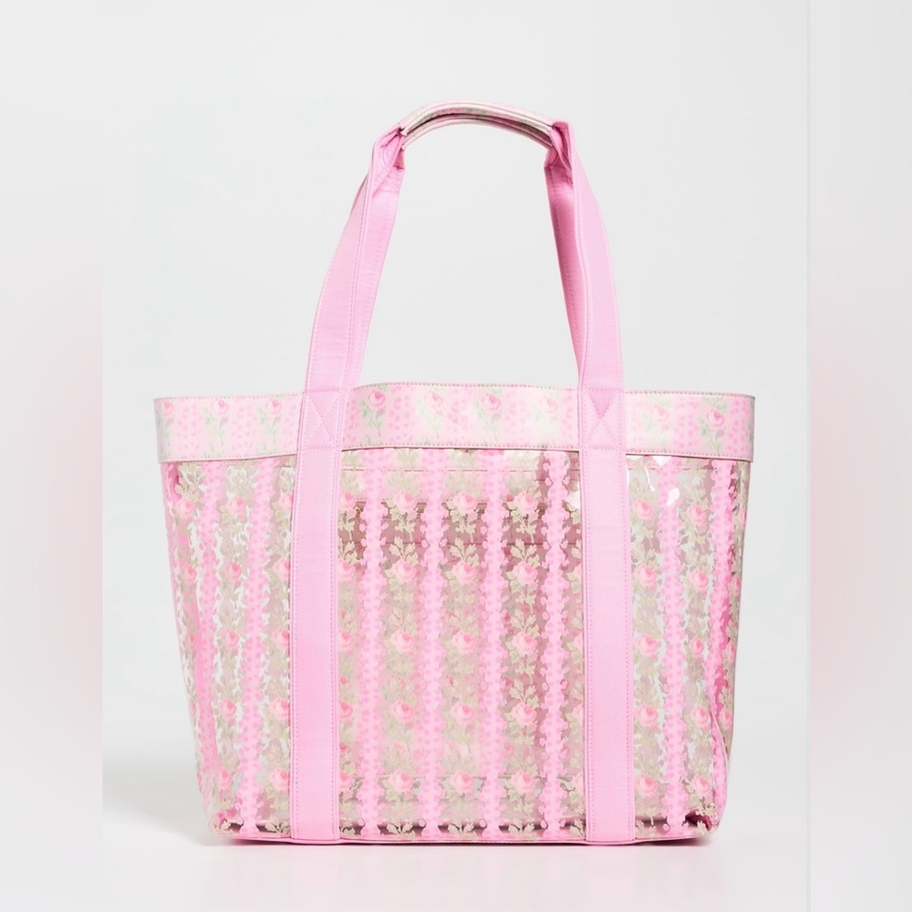 LoveShackFancy Marjorie Floral Beach Tote Pink Strawberry Macaroon